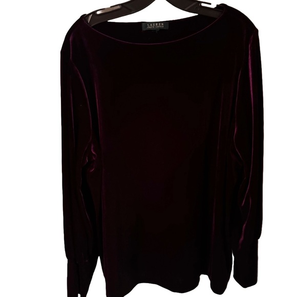Lauren Ralph Lauren Velour Royal Purple Pullover Top Shirt Blouse size 3X - Picture 1 of 10